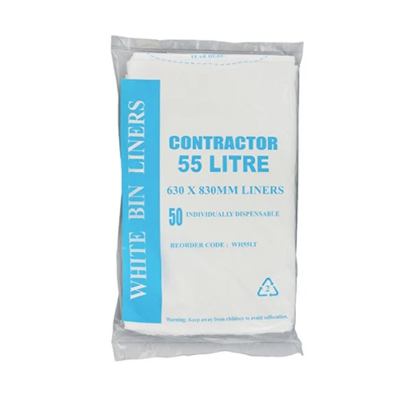 Contractor 55Lt White Bin Liner | 250 Bags - Image 2
