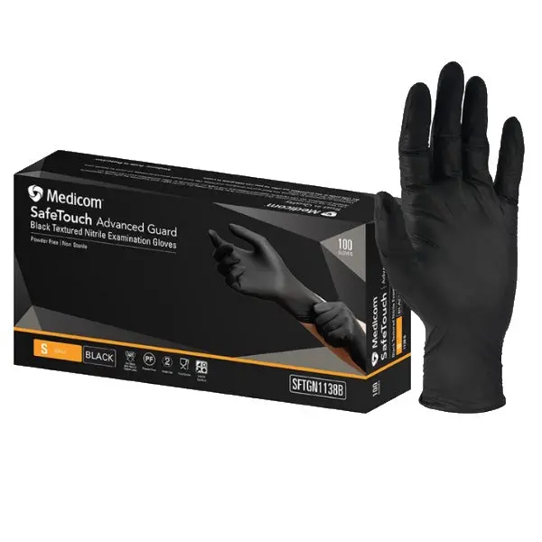 Medicom SafeTouch Nitrile Disposable Gloves | Black and Powder Free - Image 3