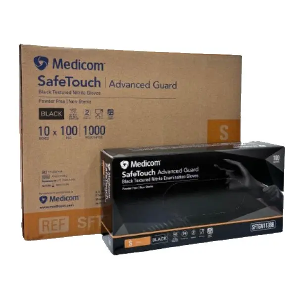 Medicom SafeTouch Nitrile Disposable Gloves | Black and Powder Free - Image 4