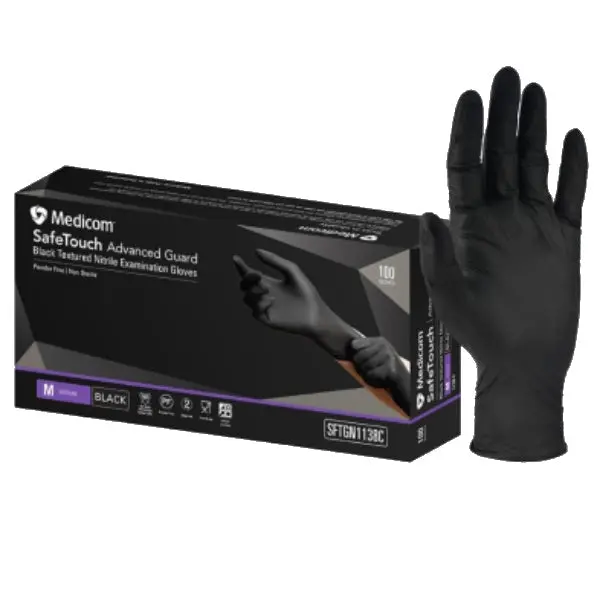 Medicom SafeTouch Nitrile Disposable Gloves | Black and Powder Free - Image 5
