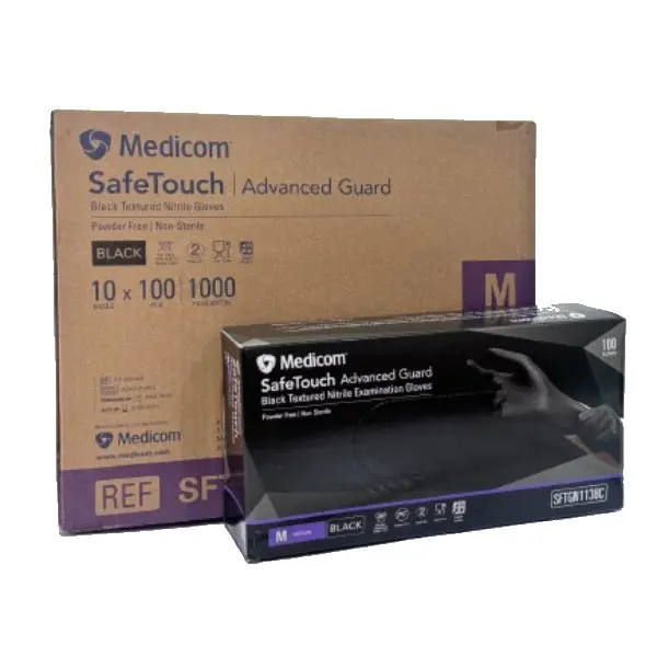 Medicom SafeTouch Nitrile Disposable Gloves | Black and Powder Free - Image 6