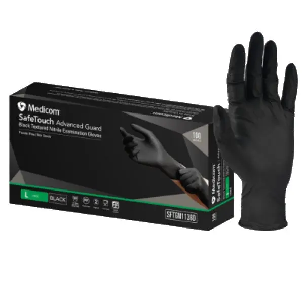 Medicom SafeTouch Nitrile Disposable Gloves | Black and Powder Free - Image 7