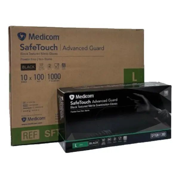 Medicom SafeTouch Nitrile Disposable Gloves | Black and Powder Free - Image 8