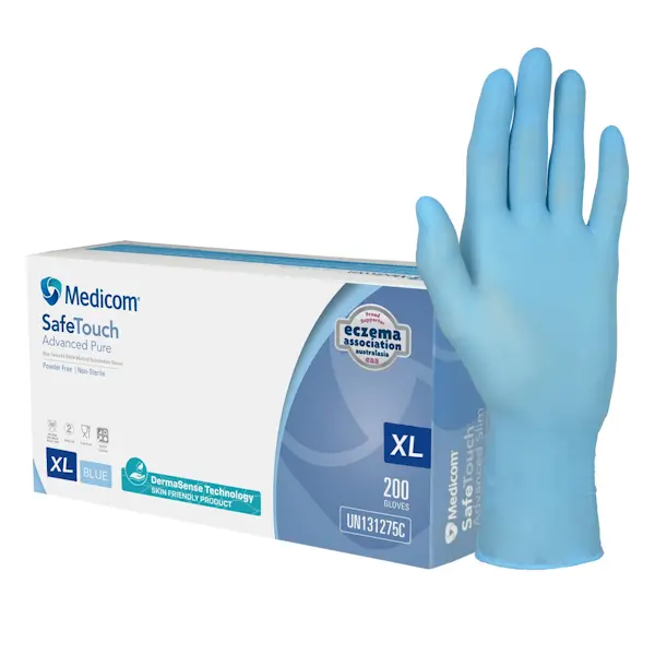 Medicom SafeTouch Nitrile Disposable Gloves | Blue and Powder Free 200 Pack - Image 2