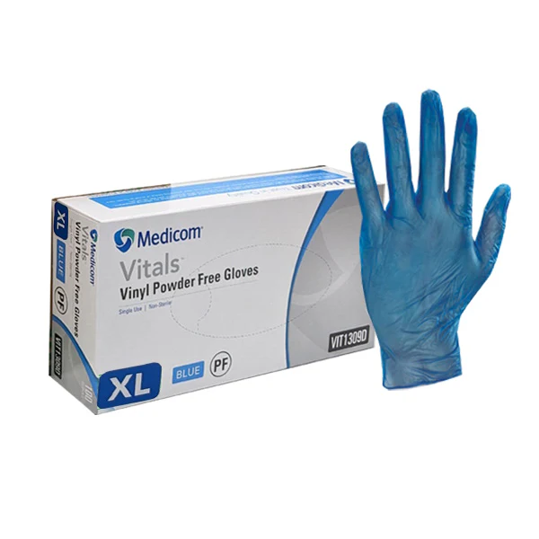 Medicom Vitals Vinyl Disposable Gloves | Blue and Powder Free - Image 4