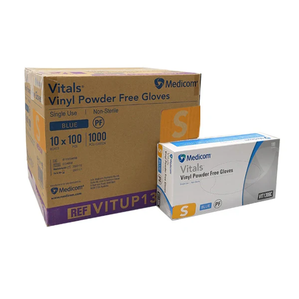Medicom Vitals Vinyl Disposable Gloves | Blue and Powder Free - Image 5