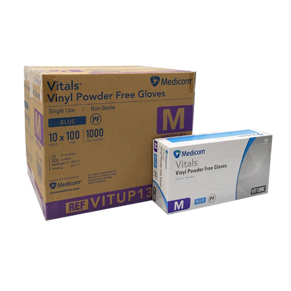 Medicom Vitals Vinyl Disposable Gloves | Blue and Powder Free - Image 6