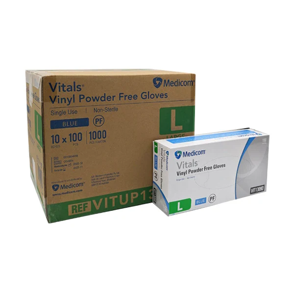 Medicom Vitals Vinyl Disposable Gloves | Blue and Powder Free - Image 7