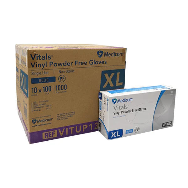 Medicom Vitals Vinyl Disposable Gloves | Blue and Powder Free - Image 8