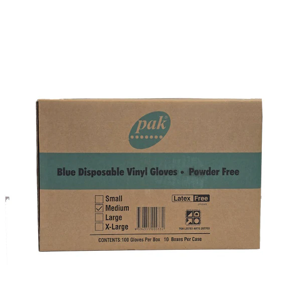 PAK Vinyl Blue Gloves Powder Free - Image 3