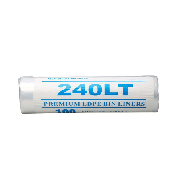 Premium Clear 240Lt Roll Rubbish Bin Liners | 100 Bags - Image 2