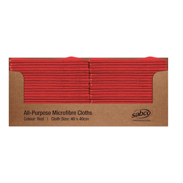 Sabco Professional Microfibre Cloth | Blue Red Green Yellow [50 Cloths Box] - Image 4