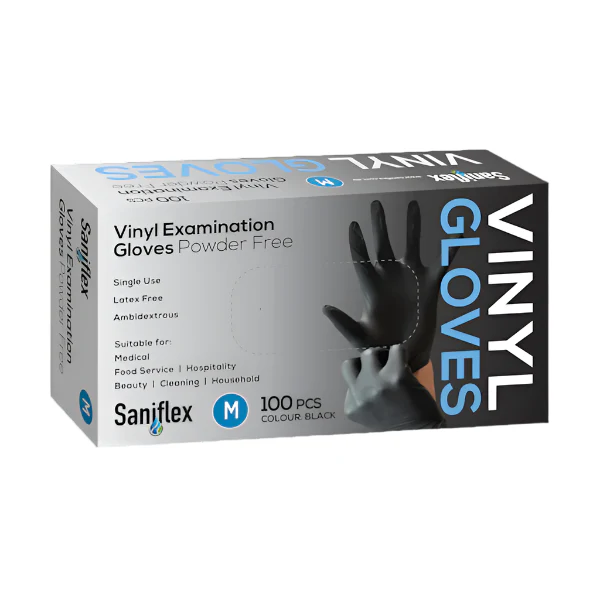 Saniflex Vinyl Gloves Black Powder Free - Image 2