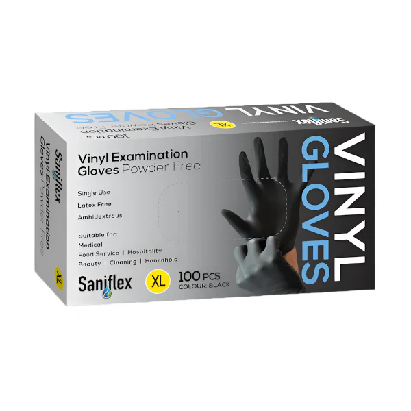 Saniflex Vinyl Gloves Black Powder Free - Image 4