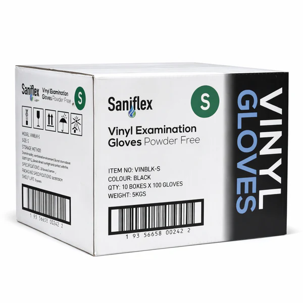 Saniflex Vinyl Gloves Black Powder Free - Image 5