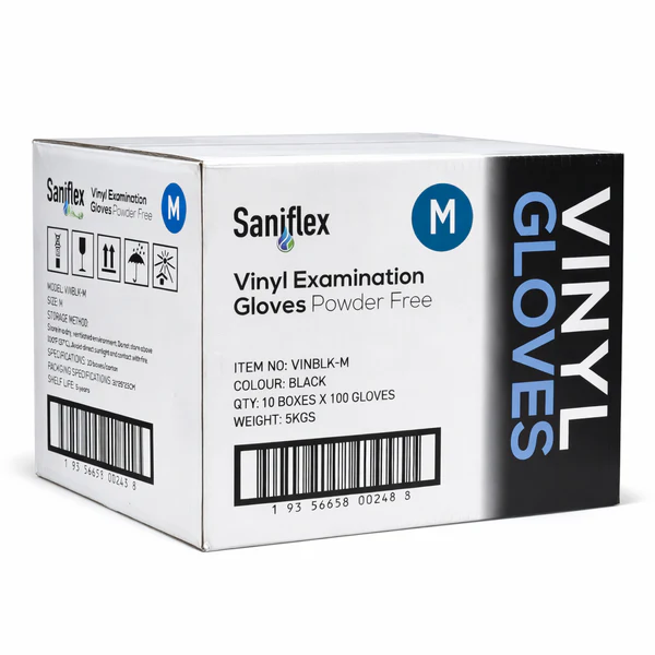 Saniflex Vinyl Gloves Black Powder Free - Image 6