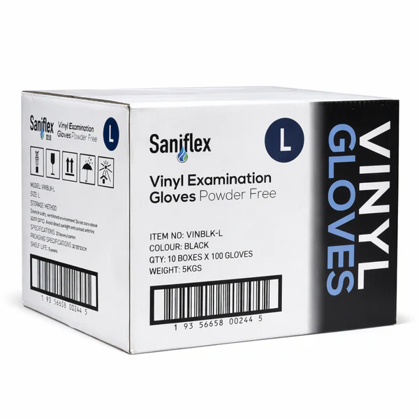 Saniflex Vinyl Gloves Black Powder Free - Image 7