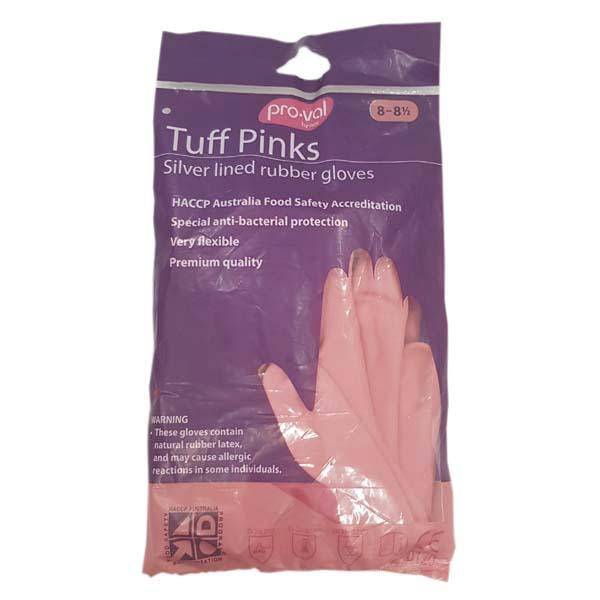 Tuff Pink Silver Lined Rubber Gloves No 7 - 9 - Image 3