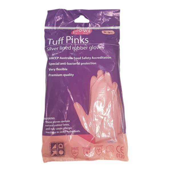 Tuff Pink Silver Lined Rubber Gloves No 7 - 9 - Image 4
